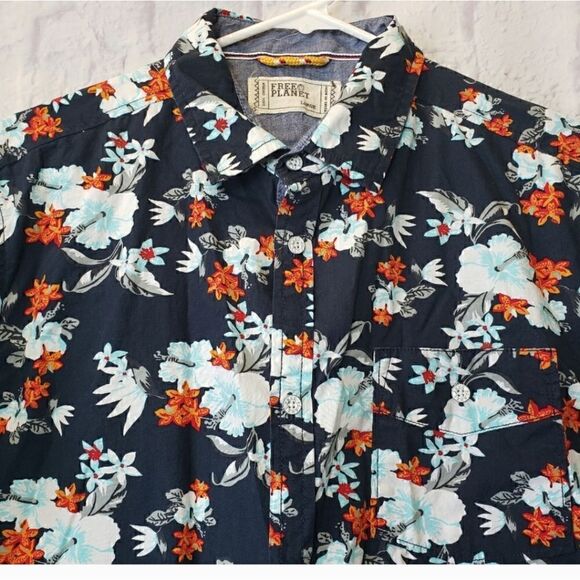 FREE PLANET Hawaiian Button-down Shirt Large - Picture 3 of 5